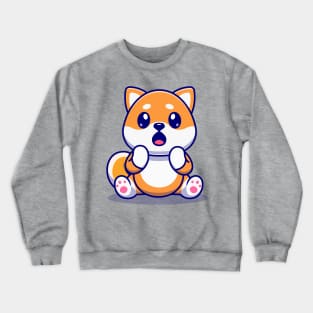 Cute Shiba Inu Dog Surprised Cartoon Crewneck Sweatshirt